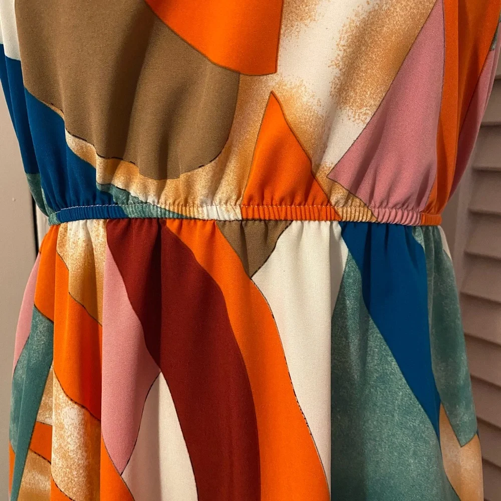 SHEIN Multicolor Abstract Midi Dress- Size XS (2) - Picture 4 of 8